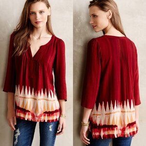 Anthropologie Tracy Reese Dark Red Blouse Top Shirt